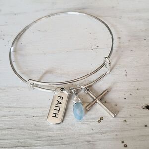 Bracelets by Sandra silver tone adjustable, Faith